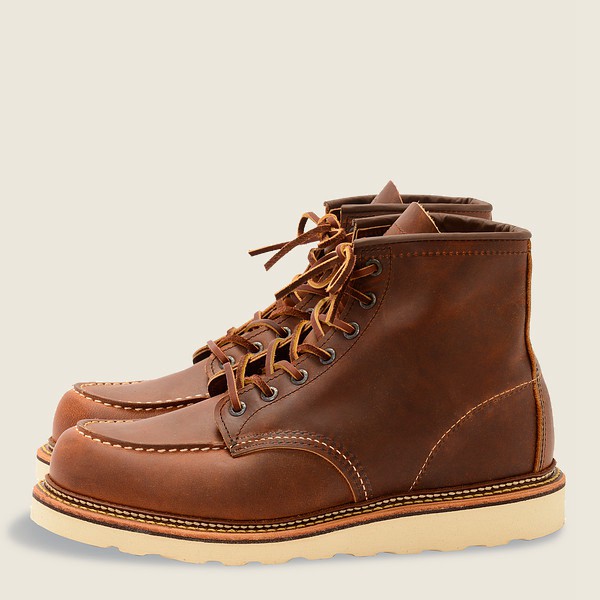 Red Wing Heritage Boots Brown - Red Wing Mens Classic Moc - 6-inchr Rough & Tough Leather - LKIQO-95